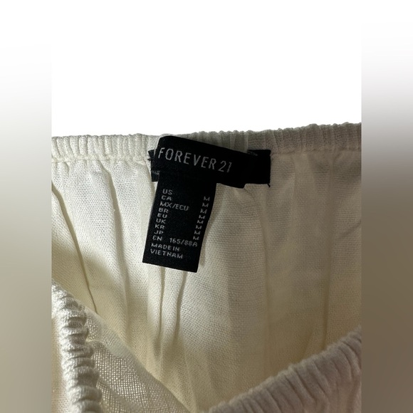 Forever 21 Women’s White Linen-Blend Cropped Tank Top Medium - Picture 4 of 5